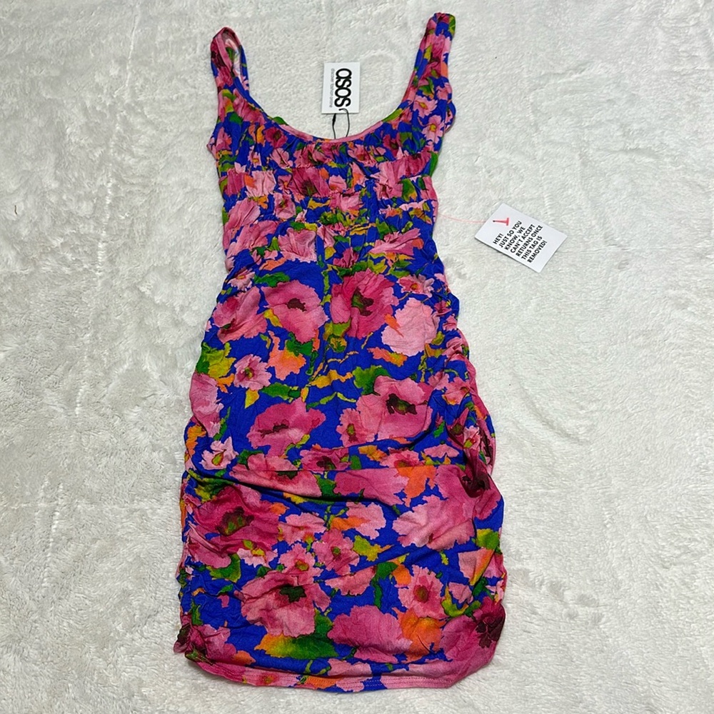 Asos | size 2 | floral ruched mini dress